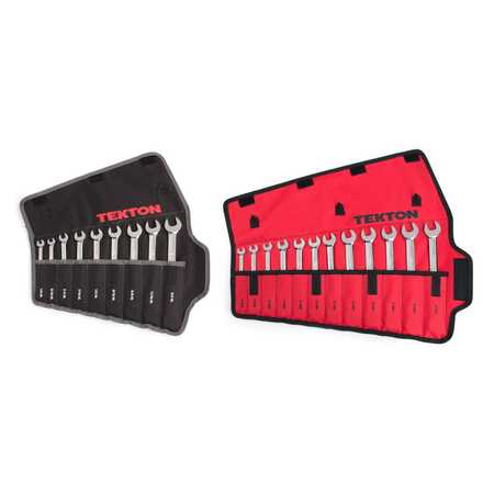 Tekton Ratcheting Combination Wrench Set, 21-Piece (1/4-3/4", 8-19mm) - Pouch WRN53361